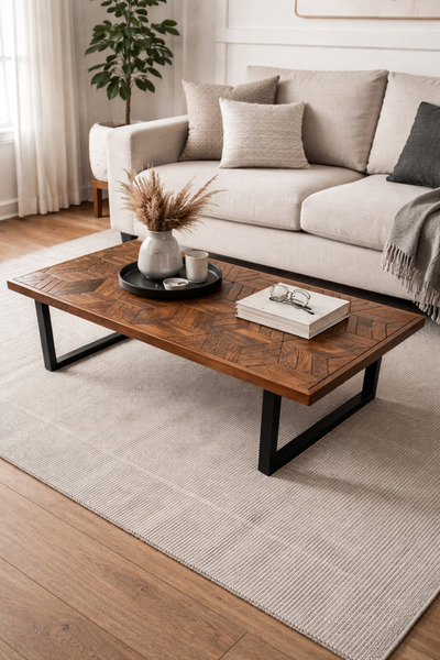 MİRRORSS 3D Geometrik ceviz renk Orta sehpa 120 X 56 cm Marküteri, ofis çay k...