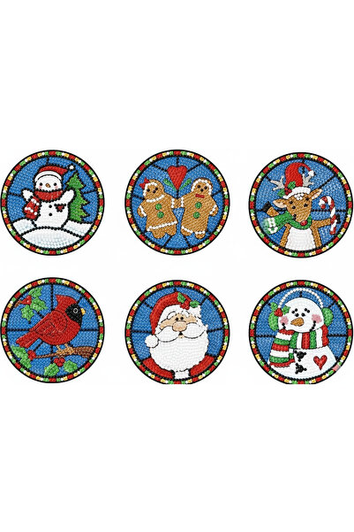 iğne izi Elmas Boyama Bardak Altlığı Seti – 6 Parça, Plastik Stant Dahil, DIY...