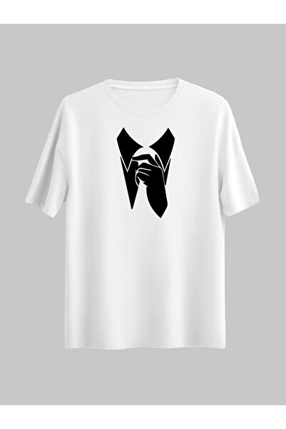 donamod Σχέδιο χεριών με γιακά γραβάτα με τυπωμένο χιούμορ-κωμωδία κανονικό μ...