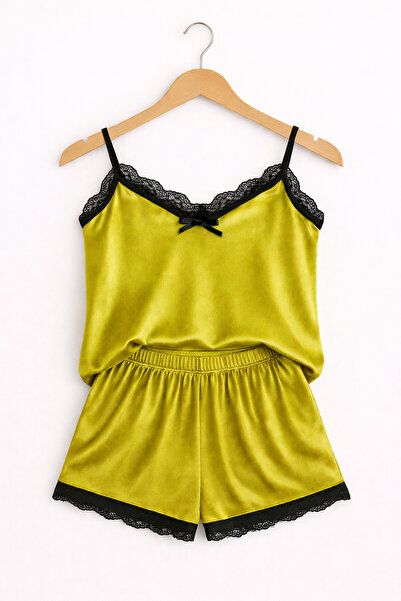 belpa Sıla Sella Velvet Lace Detailed Shorts Set