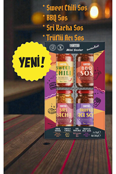 Harras Mini Sos 4'lü 280 g ( Sweet Chili Sos,BBQ Sos,Sri Racha Sos,Trüflü Acı...