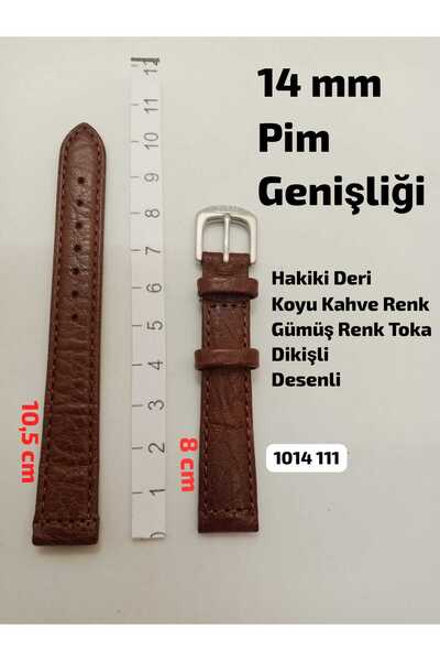 Brality 14 mm Compatible Wristwatch Band Genuine Leather Dark Brown Color Pat...