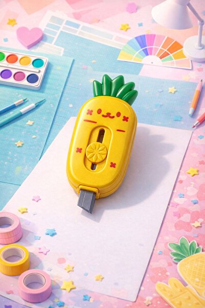 matheon Ananas Figürlü Mini Falçata / Maket Bıçağı – Sürgülü Kırtasiye Kesici