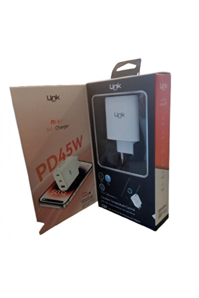 Linktech 45w USB + USB-C (TYPE-C) Süper Hızlı Şarj Aleti Adaptörü Orjinal Mua...