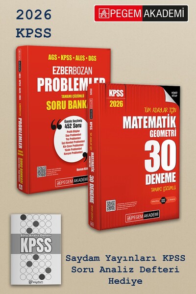 Pegem Akademi Yayıncılık 2026 KPSS Lisans Problemler Soru ve Matematik 30 Den...