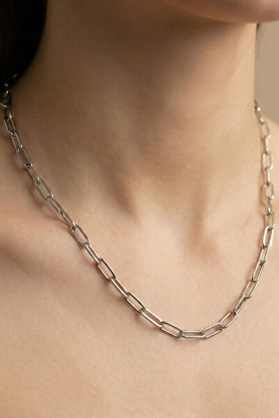 Rua Jewelry Steel Paper Clip Necklace - Standard 55 cm 4 mm Silver Color |   ...