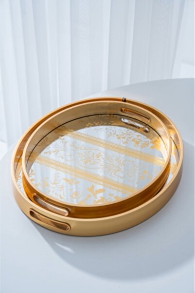 ACAR Lüx Poliüretan 2 Li Oval Aynalı Tepsi