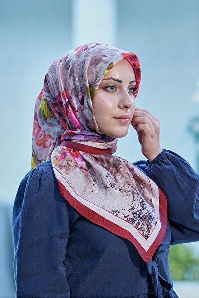 azure scarf وشاح بيج عنابي بنمط دخاني وشاح حناء
