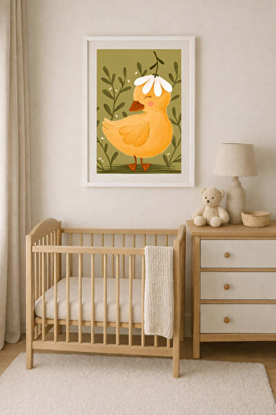 Koi Art Design Beyaz Çerçeveli Tek Parça Modern Bebek Odası Temalı Yüksek Kal...