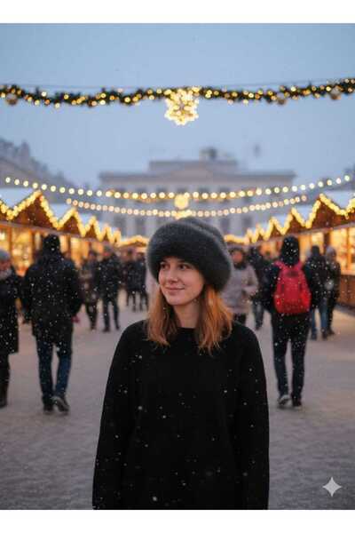 Betülce Trend Triangle Leopard Detailed Plush Fur Kalpak Hat