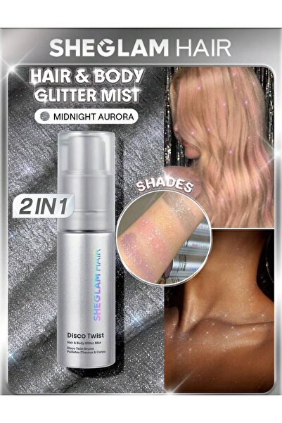 SHEGLAM Hair & Body Glitter Mist – Disco Twist - MIDNIGHT aurora