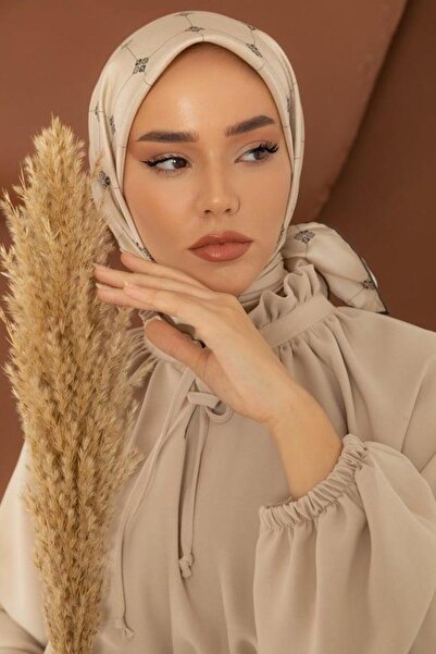 Silk Home Tivil Silk Scarf 11392 - 30 Stone Smoked Monogram Pattern