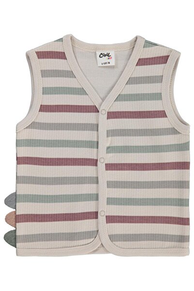 Civil Baby Çizgi Empirme 6-18 Ay Yelek - Bej 6-9 Ay