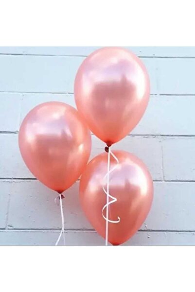PARTİ AŞKI Metalik Rose Gold Balon 12 Inç 30 Cm & 10 Adet Parlak Doğum Günü P...