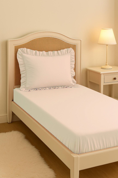 MundoLindo Fitted Sheet Set Single Fitted Sheet and Ruffled Pillow Case