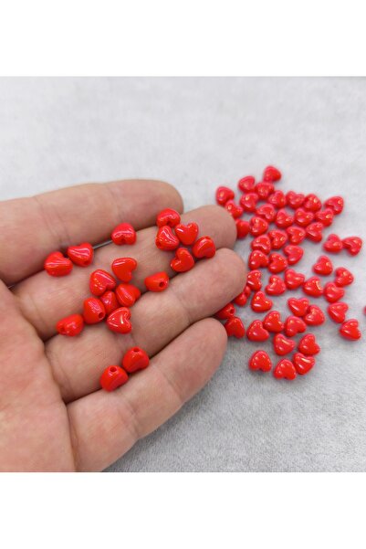 FlowerAksesuar 100 Adet - 8 mm Kalp Boncuk, Bileklik Boncuğu, Ara Kalp Boncuk...