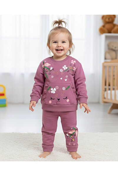 Ege Bebek طقم ملابس أطفال بناتي مكون من قطعتين بتفاصيل مكشكشة، مناسب للأعمار ...