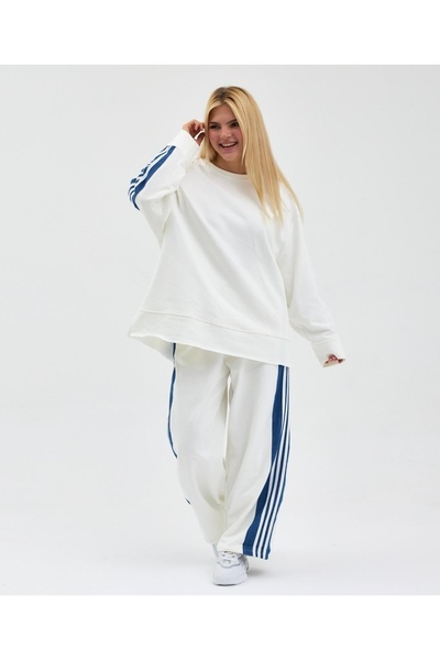 SEEMORE TEKSTİL Büyük Beden Kotlu Şerit Takım