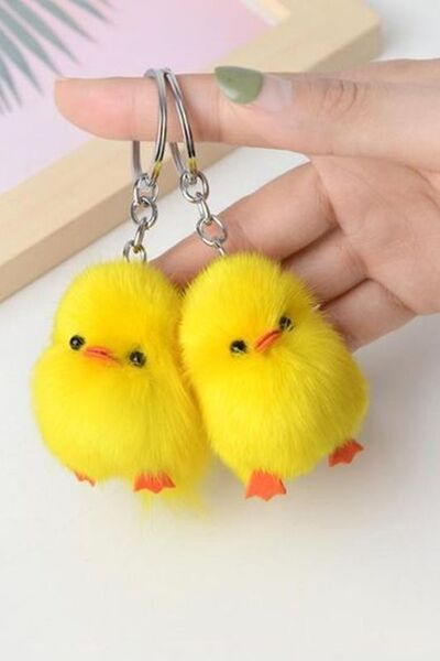 HERALDİS 2 Pieces Plush Feathered Yellow Chick Keychain