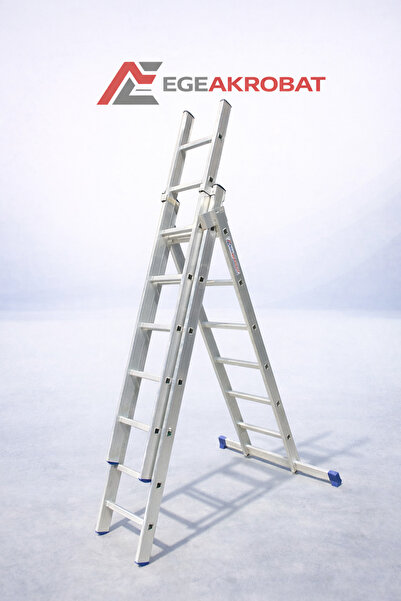 EGE AKROBAT 3X2,5m |7,5 m| Sürgülü A Tipi 24 Basamak Alüminyum Merdiven |Sat ...