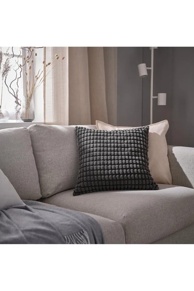 IKEA Popcorn Throw Pillow Cover 50X50 cm Zippered Pillow Cushion Cover Anthracite Not Included