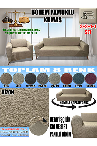 Home LUX BOHEM PAMUKLU KUMAŞ KOLTUK KILIFI SETİ - 3+3+1+1 SET 7 KG GELMEKTEDİ...