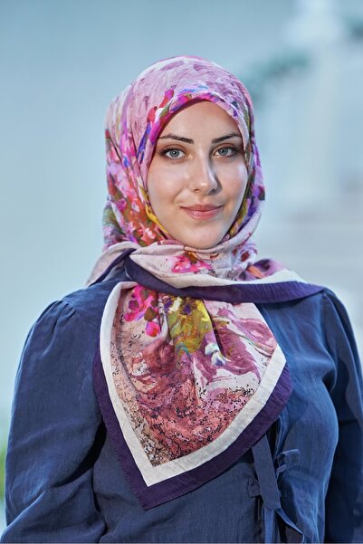 Loryan Eșarfă bleumarin-bej cu model de fum Esarfă cu henna