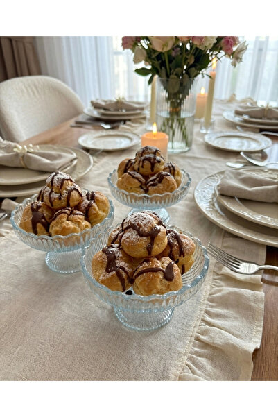 Berina home 3'lü Cam Tatlı Kasesi - Ayaklı Sunum Kasesi Profiterol Kasesi Don...