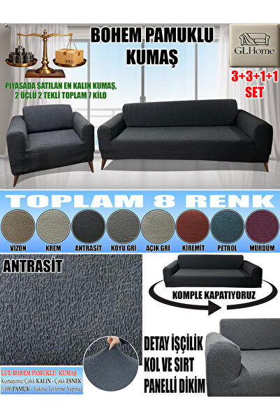 Home LUX BOHEM PAMUKLU KUMAŞ KOLTUK KILIFI SETİ - 3+3+1+1 SET 7 KG GELMEKTEDİ...