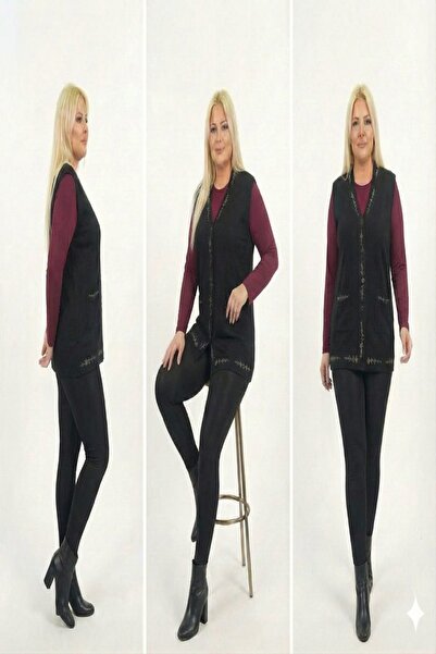 onno style women Banti Baklava Patterned Classic Knit Buttoned Vest