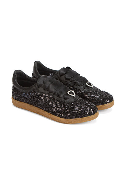 Stilo Black Lace Sequin Evening Dress Flat Sole Sneakers