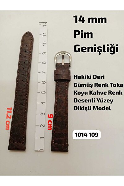 Brality 14 mm Compatible Wristwatch Band Genuine Leather Dark Brown Color Fit...