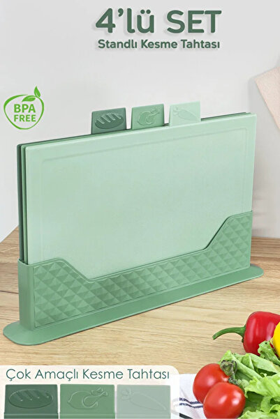favorin 4 Piece Multi Cutting Board Set - Chopping Board with Horizontal Stan...
