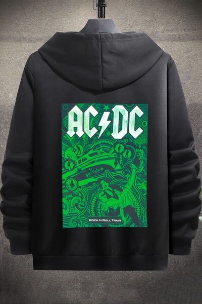 donamod سويت شيرت بغطاء للرأس مطبوع للجنسين من Ac Dc KPP-black-ACDC
