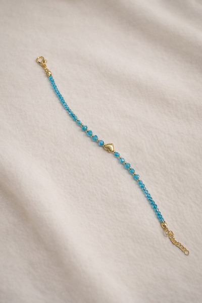 Karma Blue Beaded Women's Bracelet with Heart Detail