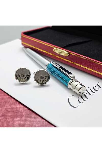 Cartier قلم كارتير سانتوس مع كبك كارتير كلاسيك بنقشة المربعات