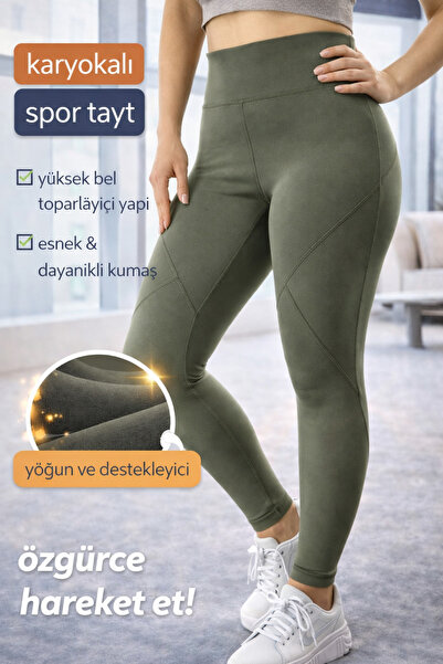 AzraKotan Sport Karyokalı Yüksek Bel Toparlayıcı Spor Tayt