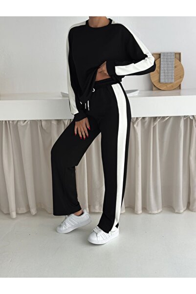winmoda Women's Modal Tracksuit Set with White Stripes on the Sides - Lightwe...