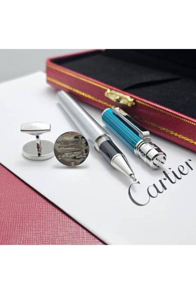 Cartier قلم كارتير سانتوس دي كارتير بالجلد والكبك