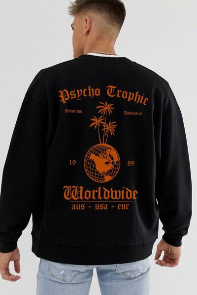 donamod Psycho Tropic supradimensionat Black Swea tricou Adrift146