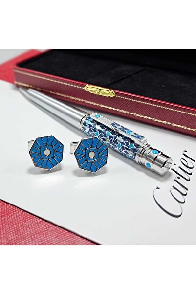 Cartier قلم كارتير لويس بنقوش هندسية مع كبك كارتير مكعب