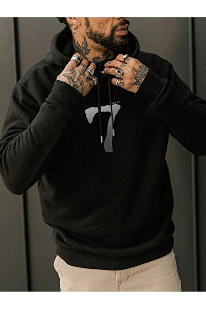 donamod Hanorac cu glugă cu șnur din seria Coko cu imprimeu grafic cu litere ...