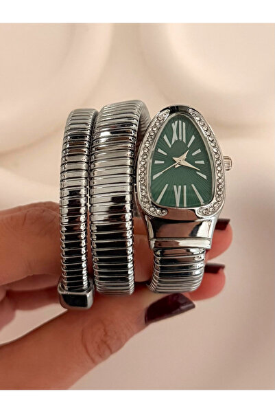 FIERA JEWELRY Snake Model Silver Color Twisted Zircon Stone Detailed Women's ...