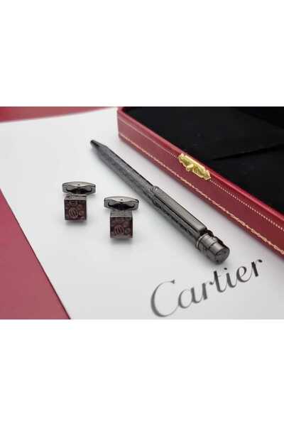 Cartier قلم كارتير لويس بنقوش هندسية مع كبك كارتير مكعب