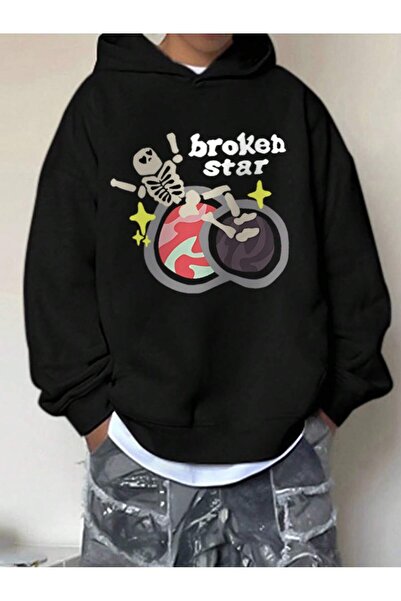 donamod Hanorac cu glugă din seria Coko Letter Skeleton Graphic Drop Shoulder