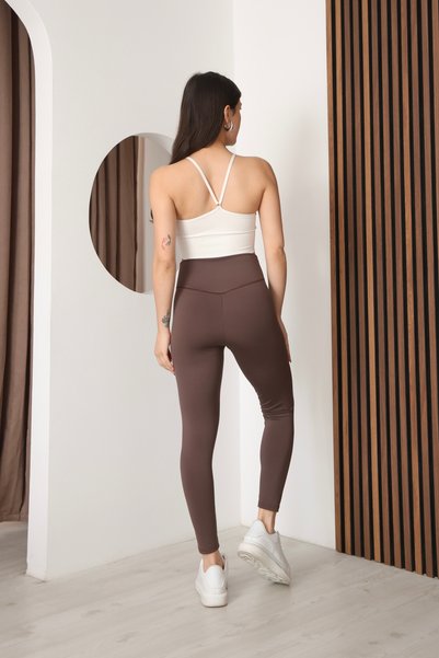 Onon Tekstil Women's Color Assorted Plain High Waist Leggings Diver Scuba Woven Shaping / Sculpting Comfortable