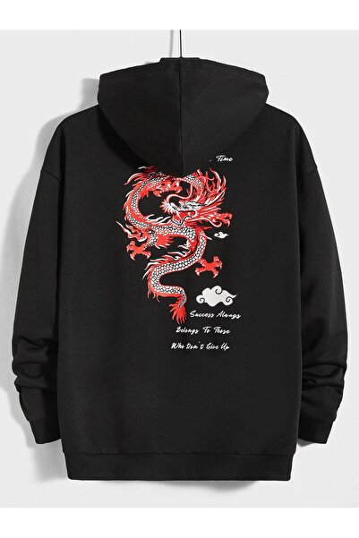 donamod سترة بقلنسوة برسومات التنين الصيني والشعار من سلسلة Coko