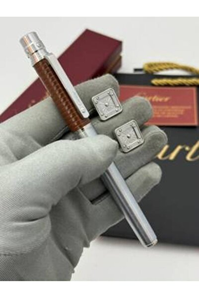 Cartier قلم كارتير سانتوس دي كارتير بالجلد والكبك