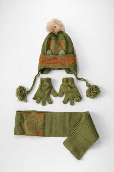 Krazber Baby Boy Scarf, Beanie and Gloves Set |   Khaki