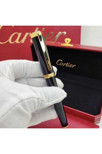 Cartier قلم كارتير لويس الذهبي بنقوش هندسية مع كبك